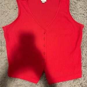 a new day Red Ribbed V-Neck Button vest